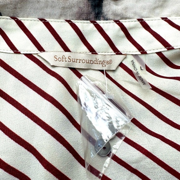 Soft Surroundings Long Sleeve Button Front Floral Print Long Tunic Blouse Size L - Picture 5 of 6